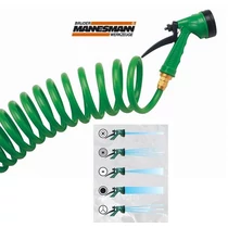 Mannesmann 30m spirál locsolótömlő készlet 5 fokozatú pisztoly szórófejjel 5 év garancia