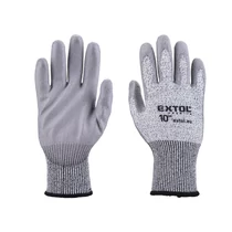 Extol Premium vágásbiztos kötött kesztyű, méret 10", poliuretánba mártott tenyér és újhegy, gumírozott mandzsetta (8856698)