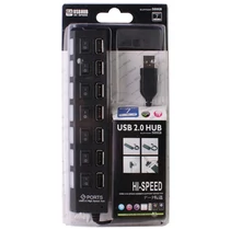 HiSpeed 7 PORTOS USB 2.0 HUB 7 KAPCSOLÓS TÚLFESZÜLTSÉGVÉDŐS LED-ES ELOSZTÓ FEKETE 1év GARANCIA