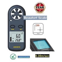 ProInstruments DIGITÁLIS SZÉLMÉRŐ BEAUFORT KÉZI SZÉLSEBESSÉG MÉRŐ és HŐMÉRŐ 0-30m/sec ANEMOMÉTER oszlopdiagramos 3év GARANCIA