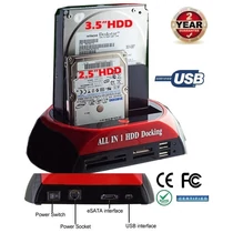 MULTI SATA IDE E-SATA HDD DOKKOLÓ USB MEREVLEMEZ ÁLLOMÁS 2,5" - 3,5" + beépített KÁRTYAOLVASÓ