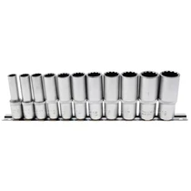 11 részes hosszított dugókulcs készlet, 12 szögű, 3/8" sínen (BGS-5252)