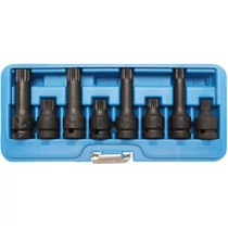 8 részes gépi sűrű torx bit dugókulcs 40 és 75 mm hosszú készlet 1/2" dobozban (BGS-5381)