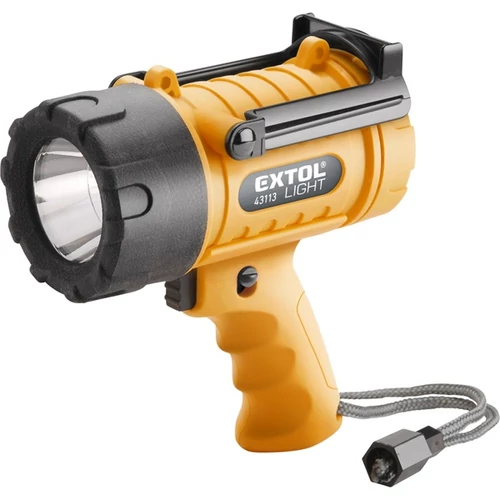 EXTOL LIGHT LED lámpa, nagy fényerejű kézi reflektor; vadász horgász munkalámpa vízálló, elem nélkül (43113)