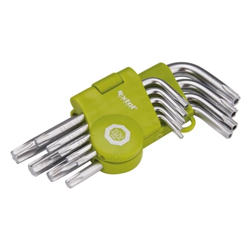EXTOL CRAFT TORX kulcs klt., rövid, Cr40, TÜV/GS; 9db, T10-T50, bliszteren, egyik vége lyukas (66010)