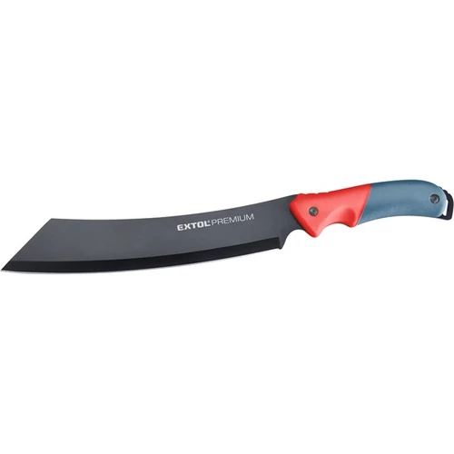 EXTOL PREMIUM bozótvágó kés (machete), teljes/penge hossz: 400/265mm, ívelt rozsdamentes acél penge, PP+TPR nyél, nylon tok (8877202)