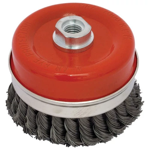 EXTOL drótcsiszoló fazékkefe  sodrott erős; sarokcsiszolóhoz, M14×2, 100mm, max. 7000 ford/perc (17010)