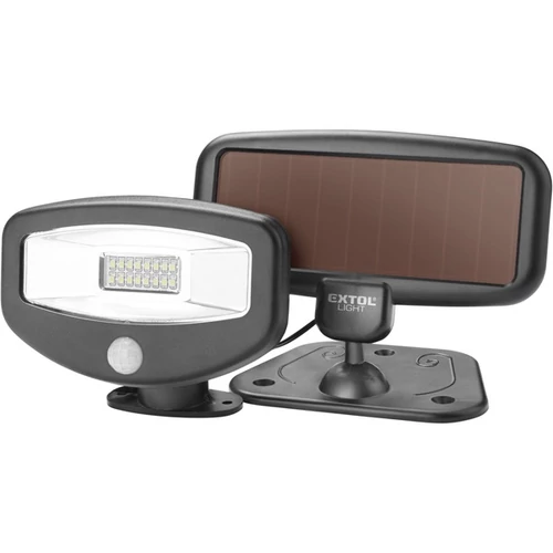 EXTOL LIGHT éjszakai készenléti LED lámpa, 0,4W, 16 LED; 100 Lm, napelem+szenzor, Li-ion akkus, 500 mAh, falra szerelhető (43270)