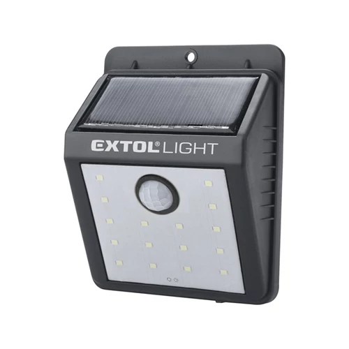 EXTOL LIGHT éjszakai készenléti LED lámpa, 0,4W, 16 LED; 120 Lm, napelem+szenzor, Li-ion akkus, 1200 mAh, falra szerelhető (43130)