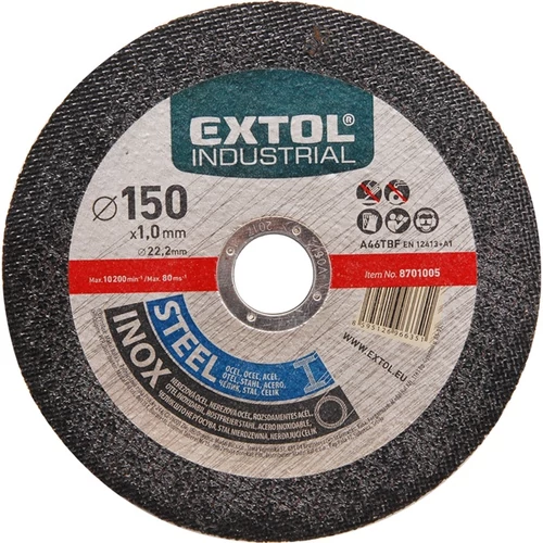 EXTOL INDUSTRIAL vágókorong ipari, acélra/rozsdamantes acélra; 125×1,0×22,2mm (8701002)