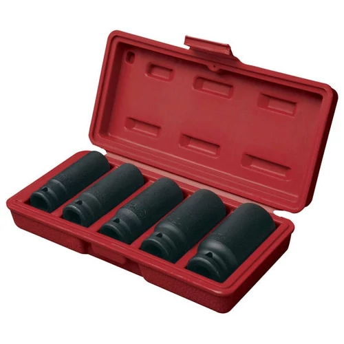 FORTUM gépi (impakt) dugófej klt. 1/2",5db, 17-19-21-24-27mm×79mm ; feketített, műanyag tartóban FORTUM (4700802)
