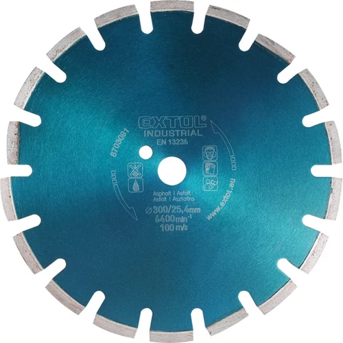 EXTOL INDUSTRIAL gyémántvágó ASZFALT-ra, friss betonhoz, ipari korong, szegmenses; 400×25,4mm, száraz és vizes vágásra (8703093)