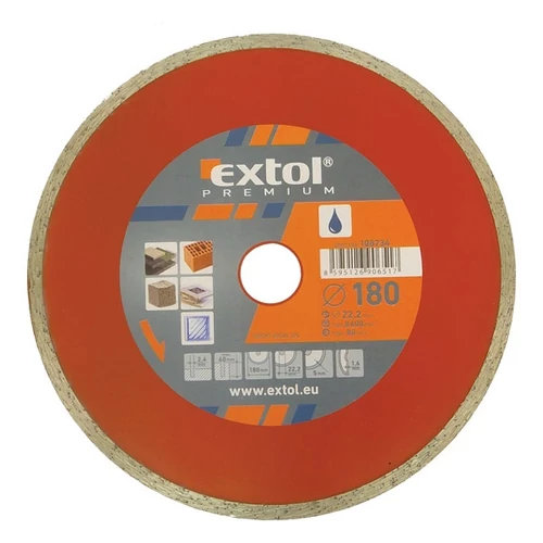 EXTOL PREMIUM gyémántvágó csempevágáshoz (sima), vizes vágásra; 115×1,8×22,2mm, max.13.300 ford/perc (108731)