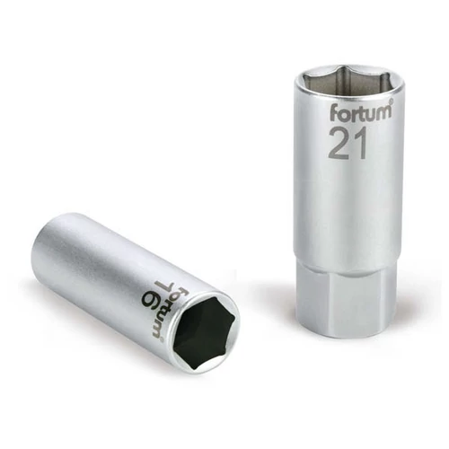 FORTUM gyertyakulcs dugófej 1/2", 61CrV5; 21mm, gumírozott FORTUM (4700901)