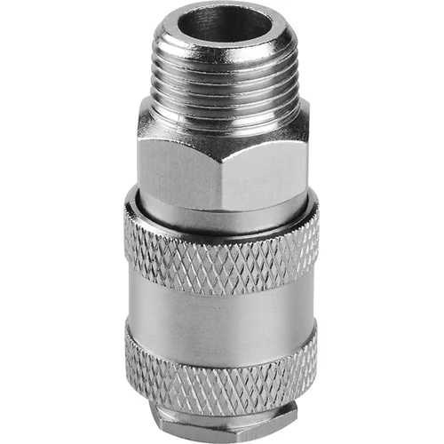 EXTOL PREMIUM gyorscsatlakozó-hüvely, külső menettel, 1/2", nikkelezett réz, bliszteren (8865113)