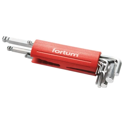 FORTUM imbuszkulcs klt., hosszú, gömbfej, 9db, 1,5-10mm, S2; 1,5-2-2,5-3-4-5-6-8-10, műanyag markolat FORTUM (4710100)