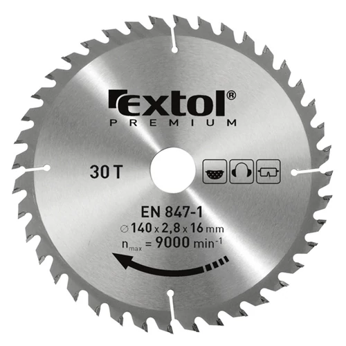 EXTOL PREMIUM körfűrészlap, keményfémlapkás, 160×30mm(lyuk átm), T24; 2,8mm lapkaszélesség, max. 9000 ford/perc (8803214)