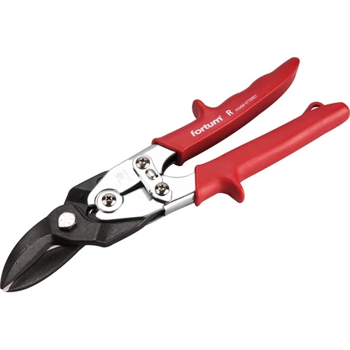 FORTUM lemezvágó olló jobb+egyenes vágáshoz, 255mm, CrMoV, áttételes, HRC 60-62, Tüv/GS, DIN 6438 FORTUM (4770901)