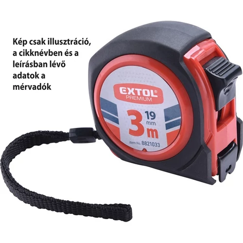 EXTOL PREMIUM mérőszalag, gumírozott, 1 stoppos, 5m×19mm (8821035)