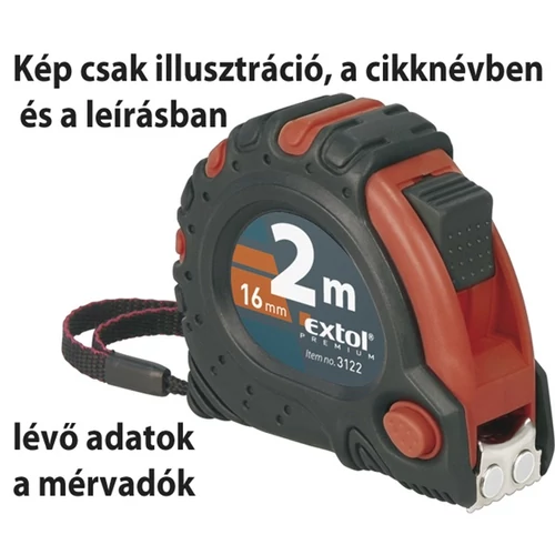 EXTOL PREMIUM mérőszalag, gumírozott, mágneses 3 stoppos; 3m×19mm (3123)