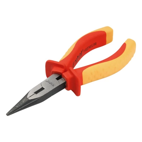 EXTOL PREMIUM rádiós fogó; 160mm, szigetelt, 1000V, VDE, DIN ISO 5745,  CV, duál piros/sárga nyél, akasztós szerszámtartó (8813175)