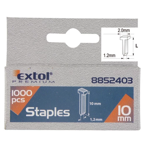 EXTOL PREMIUM szeg fejjel profi tűzőgéphez 1000db ; 10mm (2,0×1,2mm) (8852403)