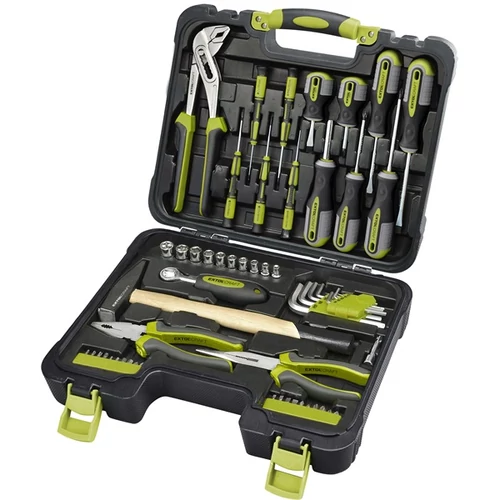 EXTOL CRAFT szerszámkészlet, 57db, 1/4" CV.; 10 dugófej(4-13mm), racsnis kar+fogók,csavarhúzók,órás csavarhúzók, imbuszkulcs,BIT-ek (6599)