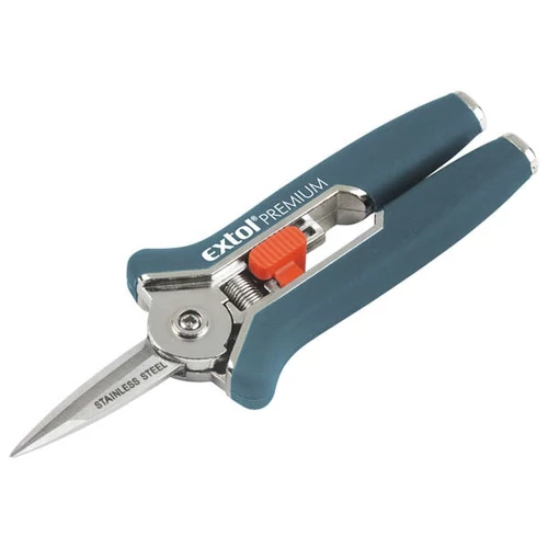 EXTOL PREMIUM szüretelő (metsző) olló; mini, 153mm, max. 6mm átvágás, gumírozott nyéllel (8872115)