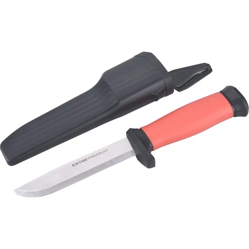 EXTOL PREMIUM univerzális vágókés, 4Cr14 acél penge, műanyag nyél+tok, penge hossz: 103 mm, teljes hossz: 223 mm (8855101)