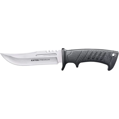 EXTOL PREMIUM vadász- és túrakés, 3CR13 rozsdamentes acél penge, műanyag nyél, nylon tok, teljes/penge hossz: 275mm/150mm (8855321)