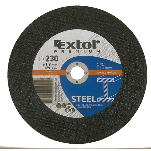 EXTOL PREMIUM vágókorong acélhoz, kék; 115×1,6×22,2mm, max 13300 ford/perc, (darabáras, de csak ötösével rendelhető) (8808110)