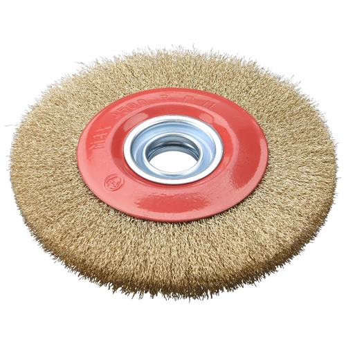 Extol Craft drótcsiszoló körkefe kettős köszörűre, 200mm, 32mm átm. műa. adapterek, hullámos szálú, rezezett acél (17020)