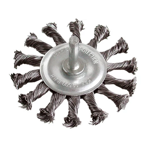 Extol Craft drótcsiszoló körkefe, 75mm, fúrógépbe fogható: 6mm csap, sodrott erős, hullámos szálú, max 12.500 ford/perc (17039)