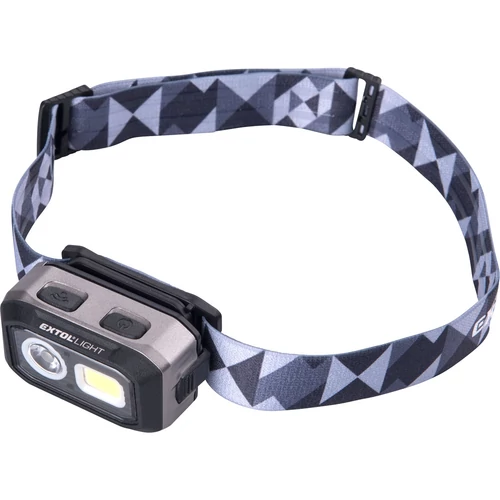 Extol LED fejlámpa, Osram+COB, 500 Lumen; tölthető akkuval+AAA elemmel is, 4 funkció, cseppálló: IPX4 (43185)