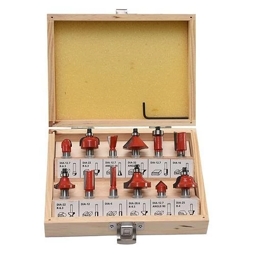 felsőmaró klt.  12db, kisebb szett (fadobozban) ; 8mm-es befogással (44032H)