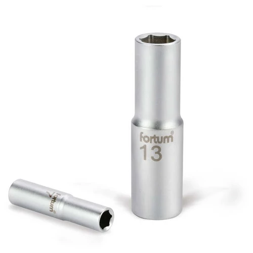 Fortum dugófej, hosszított, 1/4", 61CrV5, mattkróm, 50mm hosszú; 14mm (4701527)