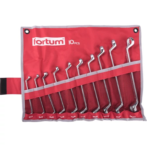 Fortum csillagkulcs klt. 10db, 6-27mm 61CrV5 mattkróm; 6×7, 8×9, 10×11, 12×13, 14×15, 18×19, 20×22, 21×23, 24×27mm, vászon tok (4730301)