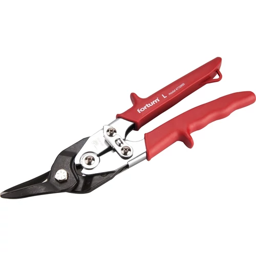 Fortum lemezvágó olló bal+egyenes vágáshoz, 255mm, CrMoV, áttételes, HRC 60-62, Tüv/GS, DIN 6438 (4770900)