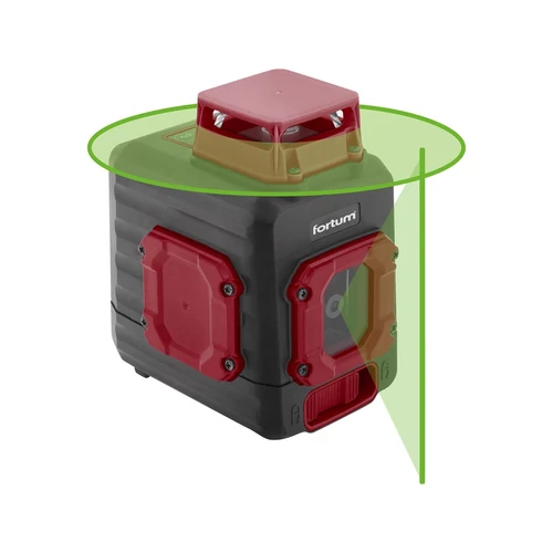 Fortum önbeálló lézeres vízszintező ZÖLD 1D1V (1×360°+1V), Li-ion akku 5,2Ah, pontosság: 0,3mm/1m, 1/4" és 5/8" menet (4780209)