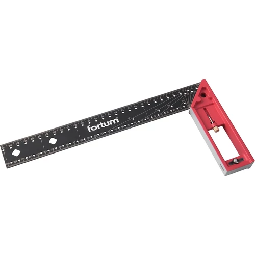 Fortum asztalos L-derékszög, 300 mm, ALU/Inox, lézer gravírozott, mm beosztás, (4784101)
