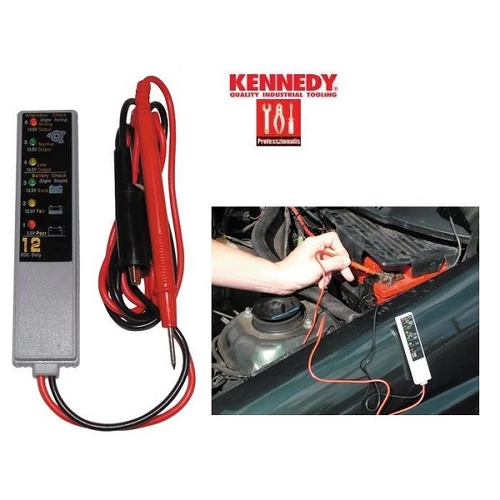 KENNEDY 12V AUTÓ AKKU és GENERÁTOR FESZÜLTSÉGMÉRŐ LEDES MŰSZER KEN5031080K 2év GARANCIA