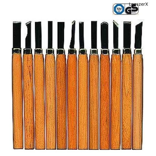 Brüder Mannesmann német 12db-os mini fanyelű szike kés faragó véső készlet kézműveseknek, modellezőknek, táborokba 5 év garancia