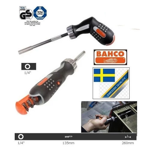 RACSNIS 808050P BITBEHAJTÓ CSAVARHÚZÓ ELFORDÍTHATÓ NYÉLLEL TÁRRAL + 6db BIT fejjel ¼" 5év GARANCIA