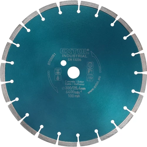 Extol Industrial gyémántvágó BETON-ra, ipari korong, szegmenses; 300×25,4mm, száraz és vizes vágásra (8703081)