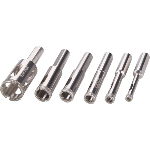 Extol Premium körkivágó klt. 6 db, üvegre, kerámiára és csempére, gyémánt vágóél; 6-20 mm, fúrógépbe fogható (8801975)