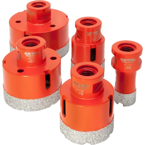 Extol Premium körkivágó csempére klt. 5 db, gyémánt vágóél; 20-68mm × M14, sarokcsiszolóba fogható (8802995)