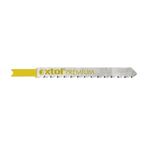Extol Premium dekopírlap, 5db, univerzális befogás, HCS; 75×8×1,5mm, 2,5mm fogtáv, tiszta egyenes vágás, puhafa, farostlem (8805501)