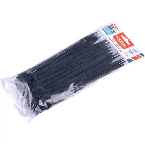 Extol Premium kábelkötegelő 7,2×300 mm 100db, többször használható (oldható) fekete nylon; UV-, sav- és lúgálló (8856258)