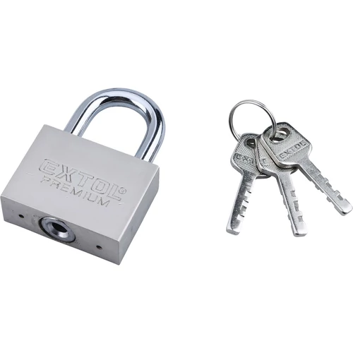Extol Premium lakat, vas, matt nikkel, 3db kulcs; 40mm, edzett acél kengyel, szárátmérő: 7 mm (8857404)