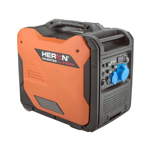 HERON benzinmotoros inverteres áramfejlesztő aggregátor csendes üzemű 5000 VA, 230V, 1 fázisú (8896227)